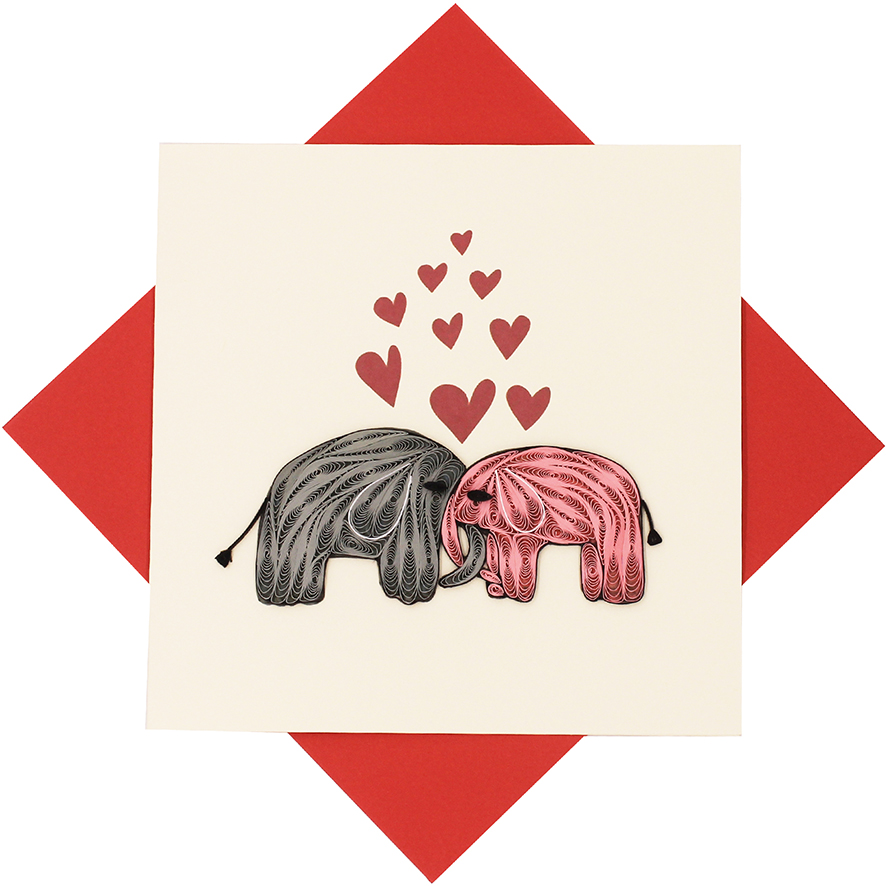 Quilled Love Elephants Card